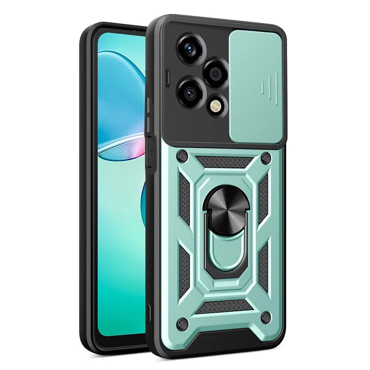 For Honor 200 Lite Case PC+TPU Kickstand Phone Shell with Slide Camera Lid