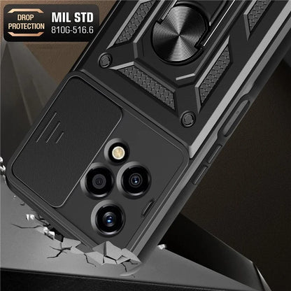 For Honor 200 Lite Case PC+TPU Kickstand Phone Shell with Slide Camera Lid