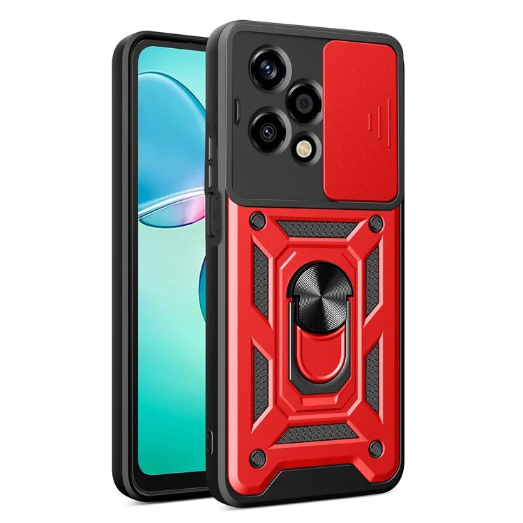 For Honor 200 Lite Case PC+TPU Kickstand Phone Shell with Slide Camera Lid