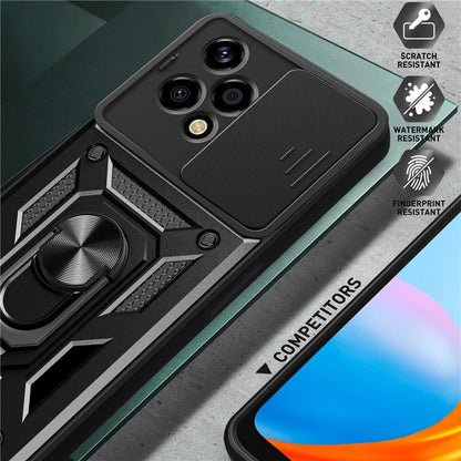 For Honor 200 Lite Case PC+TPU Kickstand Phone Shell with Slide Camera Lid