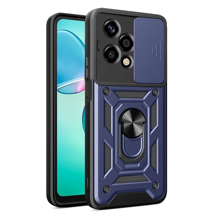 For Honor 200 Lite Case PC+TPU Kickstand Phone Shell with Slide Camera Lid