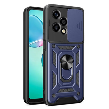 For Honor 200 Lite Case PC+TPU Kickstand Phone Shell with Slide Camera Lid