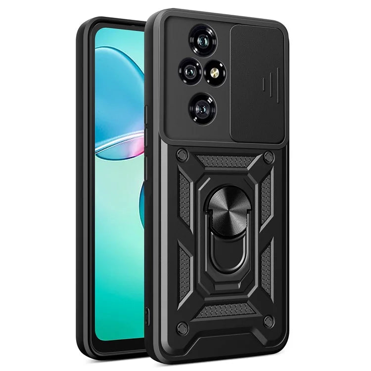 For Honor 200 Pro 5G Kickstand Case PC+TPU Phone Shell with Slide Camera Lid