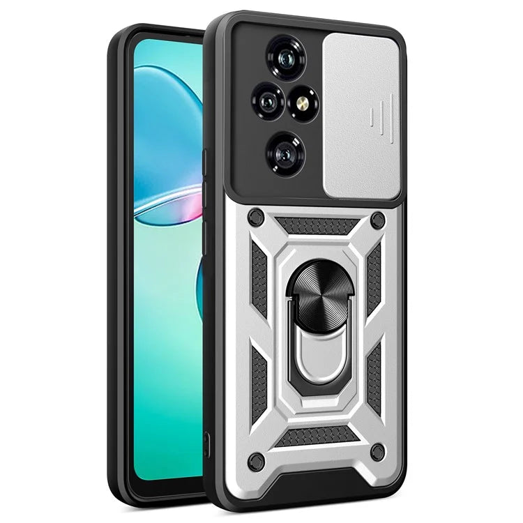 For Honor 200 Pro 5G Kickstand Case PC+TPU Phone Shell with Slide Camera Lid