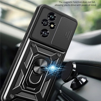 For Honor 200 Pro 5G Kickstand Case PC+TPU Phone Shell with Slide Camera Lid