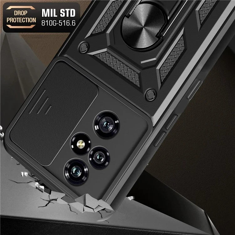 For Honor 200 Pro 5G Kickstand Case PC+TPU Phone Shell with Slide Camera Lid