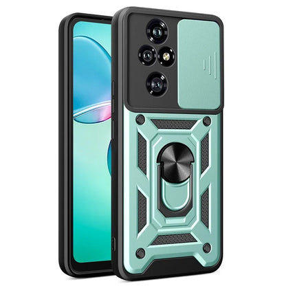 For Honor 200 Pro 5G Kickstand Case PC+TPU Phone Shell with Slide Camera Lid