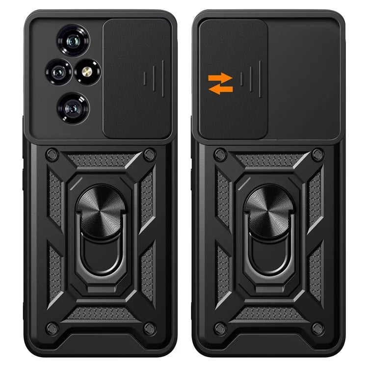For Honor 200 Pro 5G Kickstand Case PC+TPU Phone Shell with Slide Camera Lid
