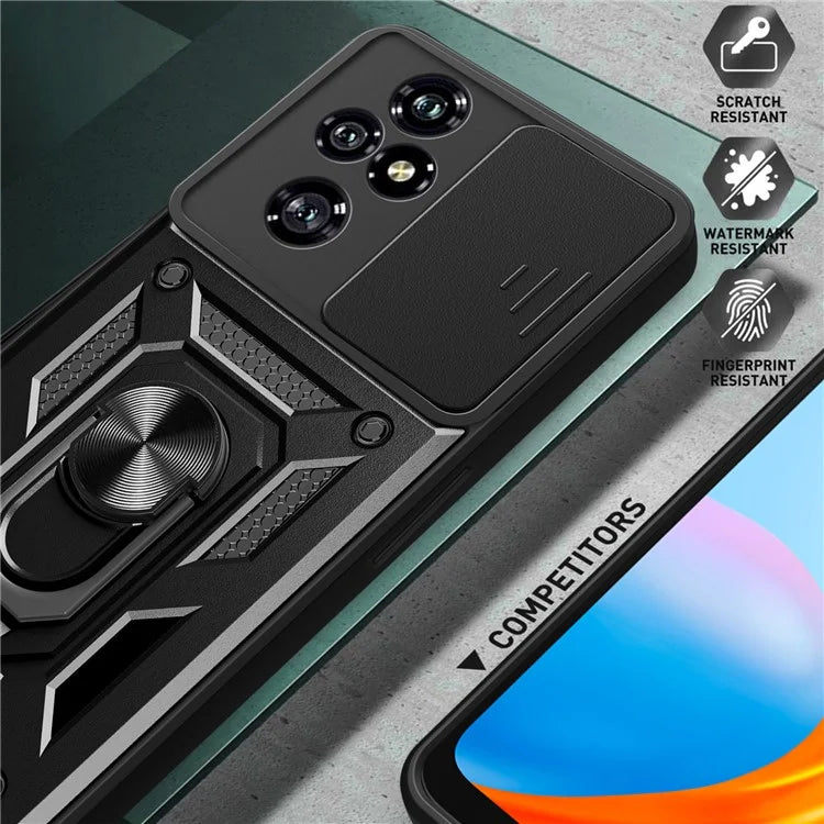 For Honor 200 Pro 5G Kickstand Case PC+TPU Phone Shell with Slide Camera Lid