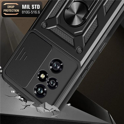 For Honor 200 Pro 5G Kickstand Case PC+TPU Phone Shell with Slide Camera Lid