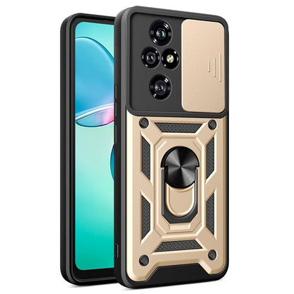 For Honor 200 Pro 5G Kickstand Case PC+TPU Phone Shell with Slide Camera Lid