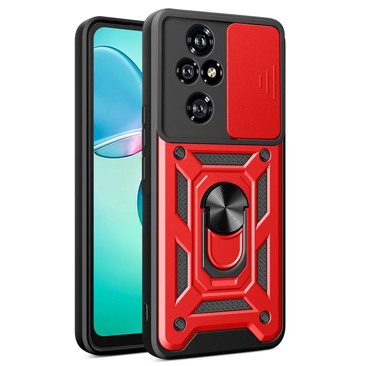 For Honor 200 Pro 5G Kickstand Case PC+TPU Phone Shell with Slide Camera Lid