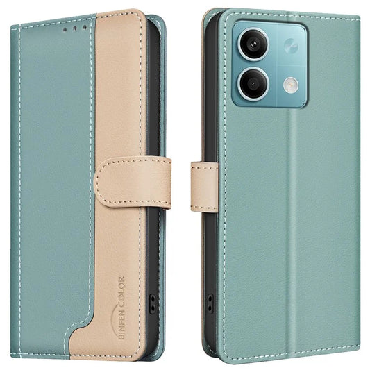 BINFEN COLOR BF33 For Xiaomi Redmi Note 13 5G Leather Case Splicing Color Wallet Cover