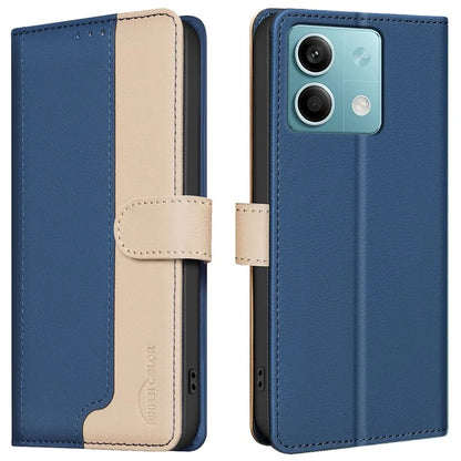 BINFEN COLOR BF33 For Xiaomi Redmi Note 13 5G Leather Case Splicing Color Wallet Cover