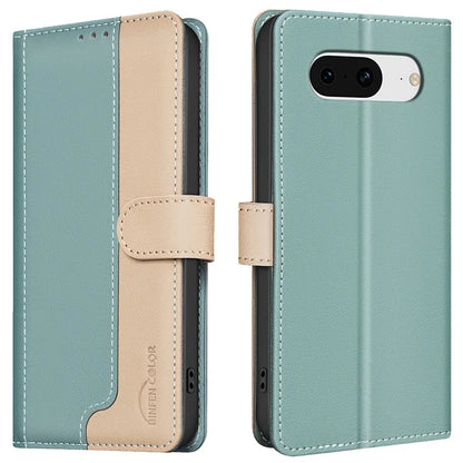 BINFEN COLOR BF33 For Google Pixel 8 Case RFID Blocking Leather Cover Splicing Color