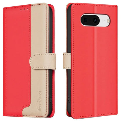 BINFEN COLOR BF33 For Google Pixel 8 Case RFID Blocking Leather Cover Splicing Color