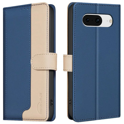 BINFEN COLOR BF33 For Google Pixel 8 Case RFID Blocking Leather Cover Splicing Color