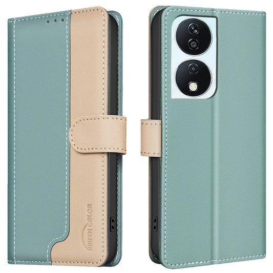 BINFEN COLOR BF33 For Honor 90 Smart / X7b 4G Case Splicing Color Leather Phone Cover