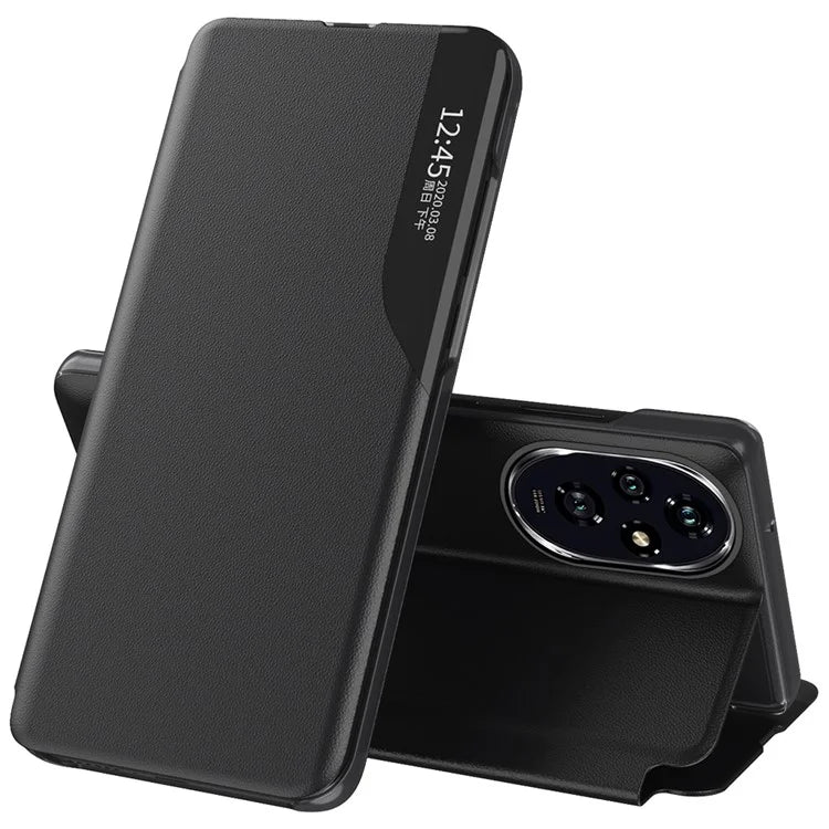 For Honor 200 Pro 5G Case PU Leather Phone Cover with View Window Stand View