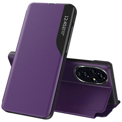 For Honor 200 Pro 5G Case PU Leather Phone Cover with View Window Stand View