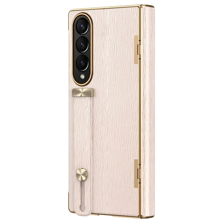 For Samsung Galaxy Z Fold3 5G Case Kickstand Wrist Band Leather+PC Hard Phone Cover