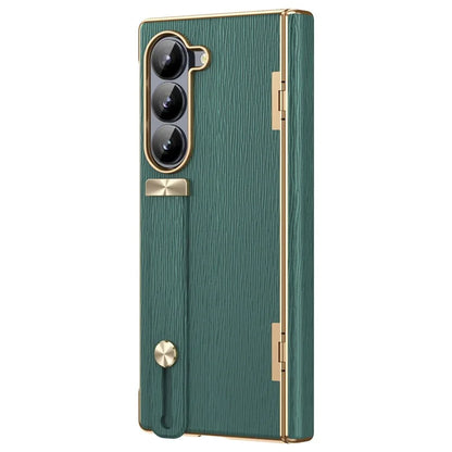 For Samsung Galaxy Z Fold5 5G Case Retractable Wrist Band Leather+PC Folding Phone Cover