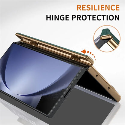 For Samsung Galaxy Z Fold5 5G Case Retractable Wrist Band Leather+PC Folding Phone Cover