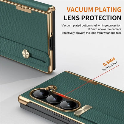 For Samsung Galaxy Z Fold5 5G Case Retractable Wrist Band Leather+PC Folding Phone Cover