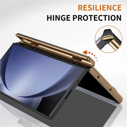 For Samsung Galaxy Z Fold5 5G Case Retractable Wrist Band Leather+PC Folding Phone Cover