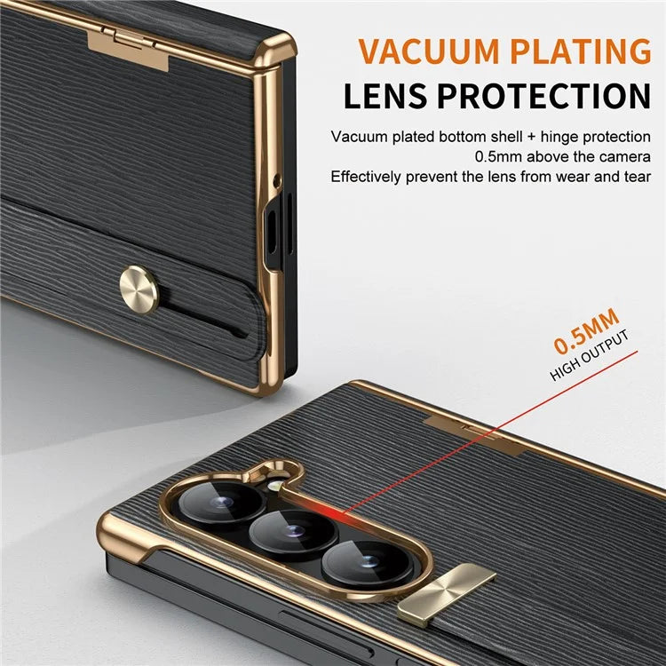 For Samsung Galaxy Z Fold5 5G Case Retractable Wrist Band Leather+PC Folding Phone Cover
