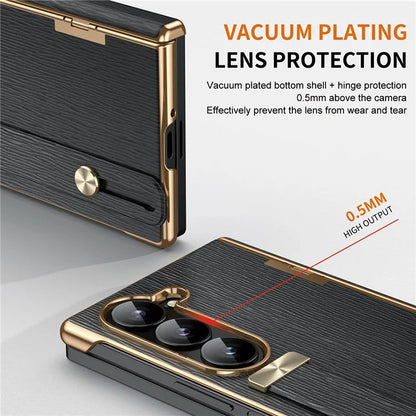 For Samsung Galaxy Z Fold5 5G Case Retractable Wrist Band Leather+PC Folding Phone Cover