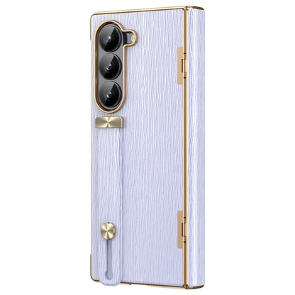For Samsung Galaxy Z Fold5 5G Case Retractable Wrist Band Leather+PC Folding Phone Cover