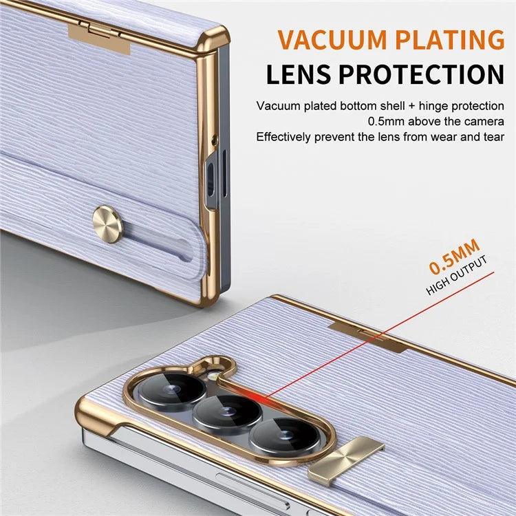 For Samsung Galaxy Z Fold5 5G Case Retractable Wrist Band Leather+PC Folding Phone Cover