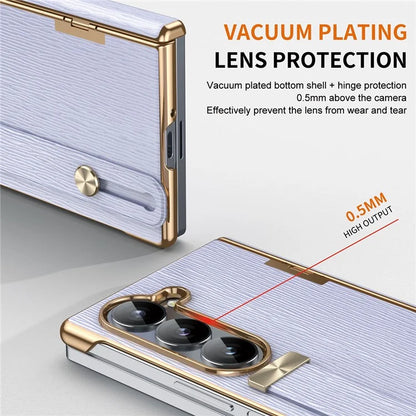 For Samsung Galaxy Z Fold5 5G Case Retractable Wrist Band Leather+PC Folding Phone Cover