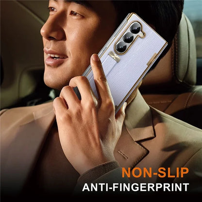 For Samsung Galaxy Z Fold5 5G Case Retractable Wrist Band Leather+PC Folding Phone Cover