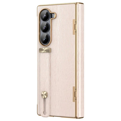 For Samsung Galaxy Z Fold5 5G Case Retractable Wrist Band Leather+PC Folding Phone Cover