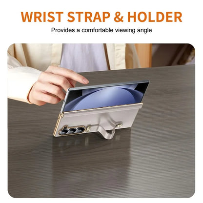 For Samsung Galaxy Z Fold5 5G Case Retractable Wrist Band Leather+PC Folding Phone Cover