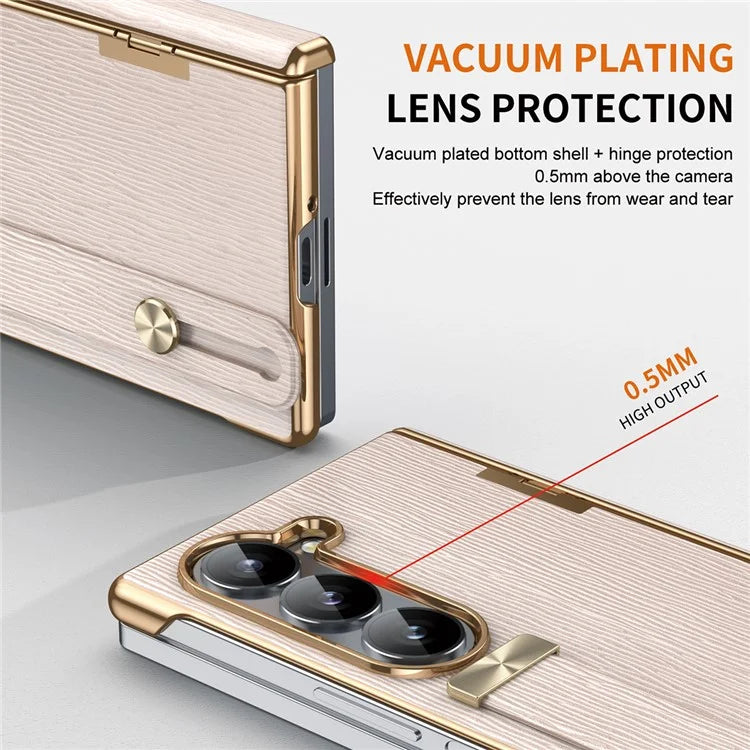 For Samsung Galaxy Z Fold5 5G Case Retractable Wrist Band Leather+PC Folding Phone Cover