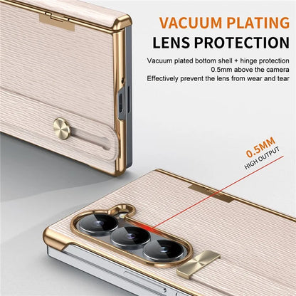 For Samsung Galaxy Z Fold5 5G Case Retractable Wrist Band Leather+PC Folding Phone Cover