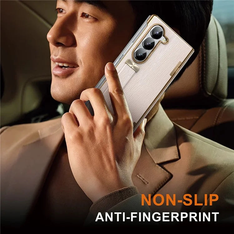 For Samsung Galaxy Z Fold5 5G Case Retractable Wrist Band Leather+PC Folding Phone Cover