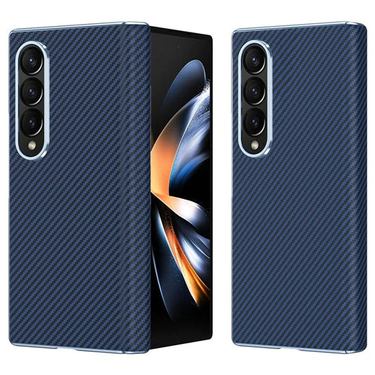 For Samsung Galaxy Z Fold4 5G Case Carbon Fiber Texture Leather Hard PC Phone Cover