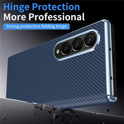 For Samsung Galaxy Z Fold4 5G Case Carbon Fiber Texture Leather Hard PC Phone Cover
