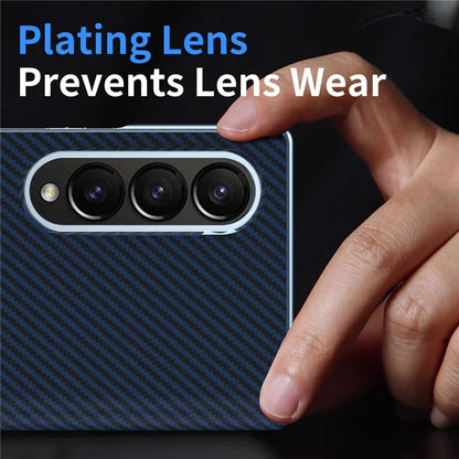 For Samsung Galaxy Z Fold4 5G Case Carbon Fiber Texture Leather Hard PC Phone Cover