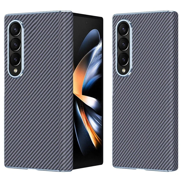 For Samsung Galaxy Z Fold4 5G Case Carbon Fiber Texture Leather Hard PC Phone Cover