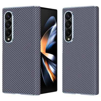 For Samsung Galaxy Z Fold4 5G Case Carbon Fiber Texture Leather Hard PC Phone Cover