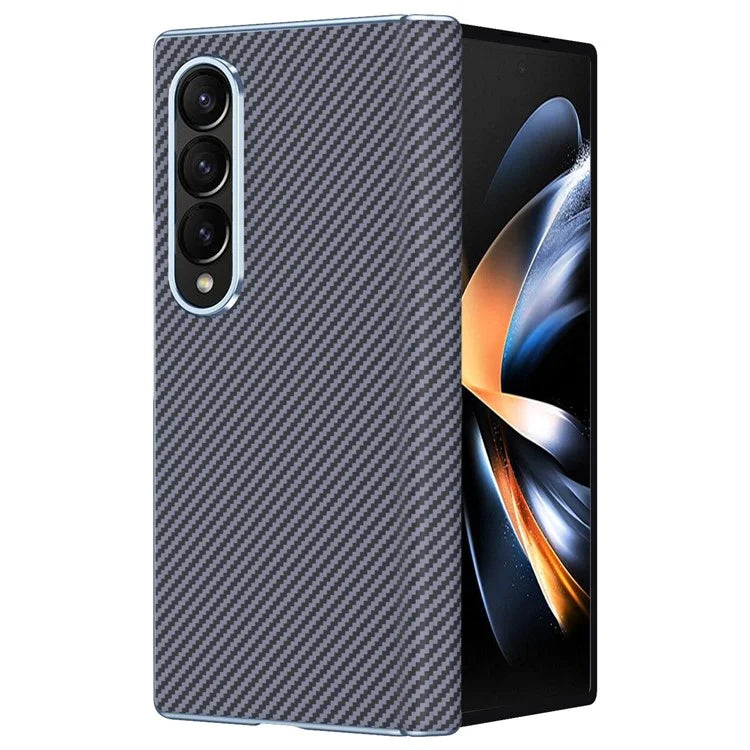 For Samsung Galaxy Z Fold4 5G Case Carbon Fiber Texture Leather Hard PC Phone Cover