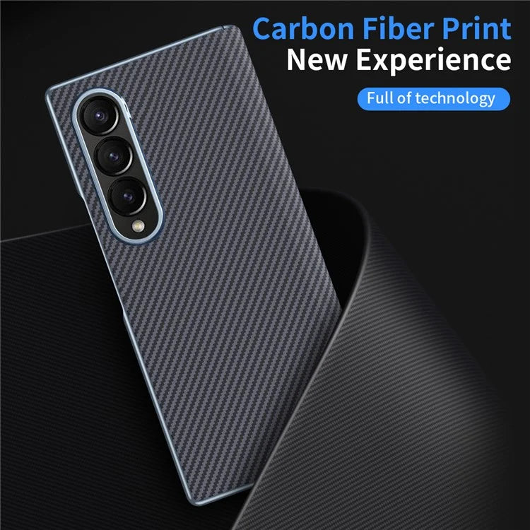 For Samsung Galaxy Z Fold4 5G Case Carbon Fiber Texture Leather Hard PC Phone Cover
