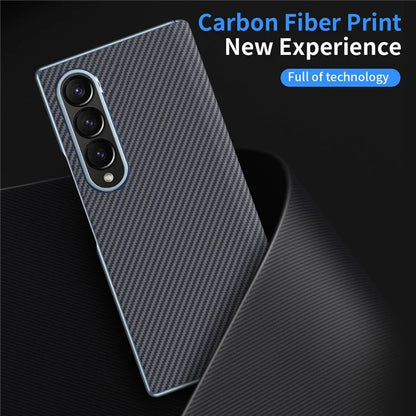 For Samsung Galaxy Z Fold4 5G Case Carbon Fiber Texture Leather Hard PC Phone Cover
