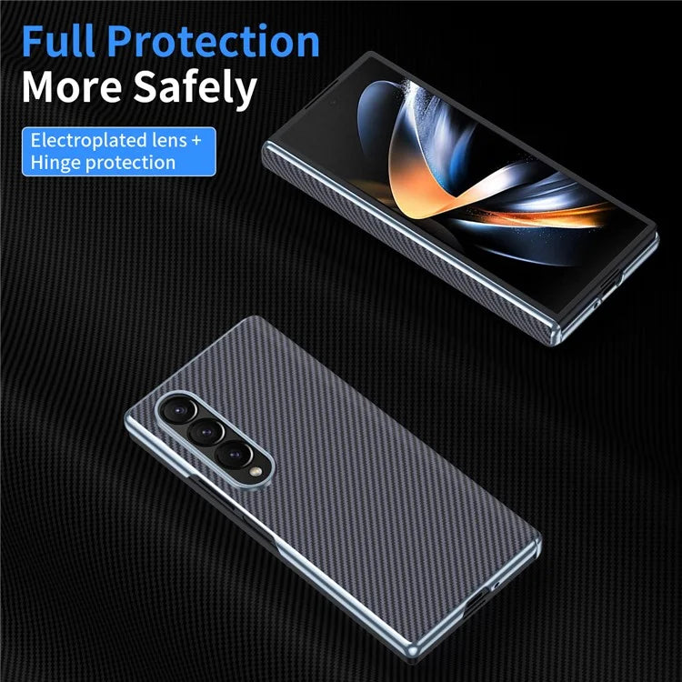 For Samsung Galaxy Z Fold4 5G Case Carbon Fiber Texture Leather Hard PC Phone Cover