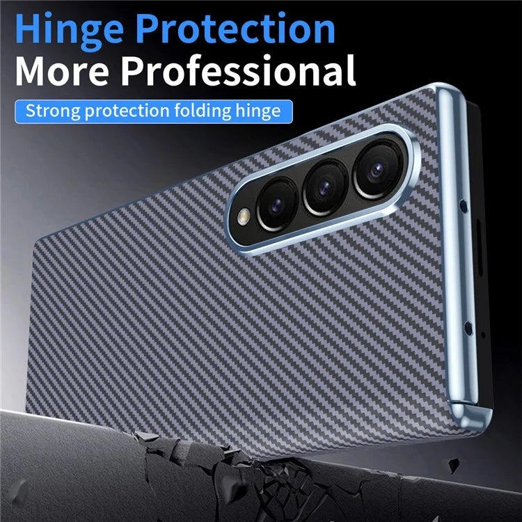 For Samsung Galaxy Z Fold4 5G Case Carbon Fiber Texture Leather Hard PC Phone Cover